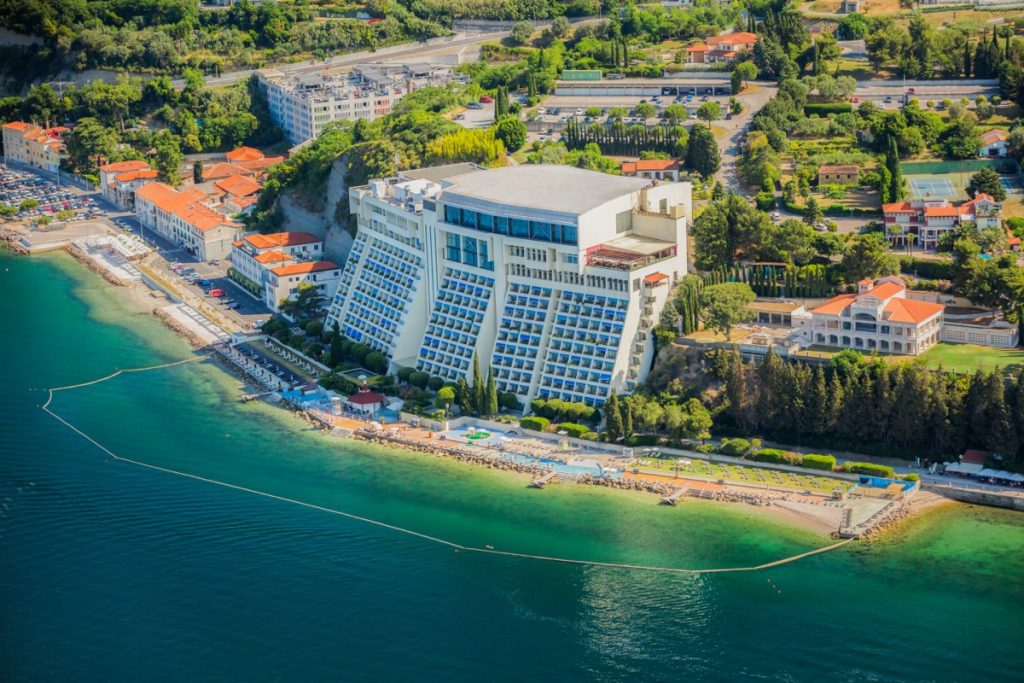 Grand hotel bernardin beach panorama from air